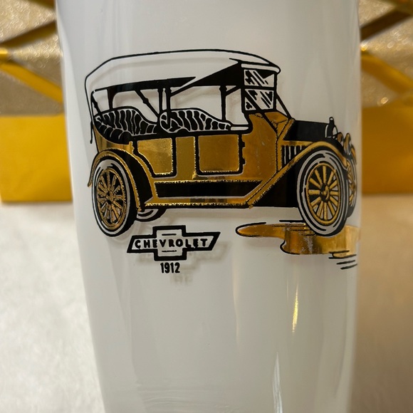 2 EUV Gay Fad Frosted Highball Glasses w/1912 Chevy Image In Black & 22k Gold - Picture 8 of 10